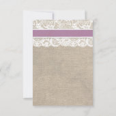 Dentelle et Burlap Look Olive RSVP Card Purple (Dos)