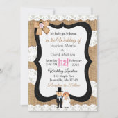 Dentelle et Faire-part de mariage Burlap (Devant)