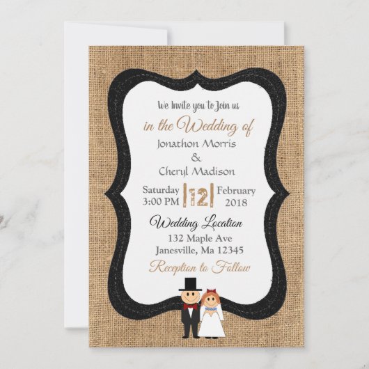 Dentelle et Faire-part de mariage Burlap (Devant)