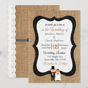 Dentelle et Faire-part de mariage Burlap