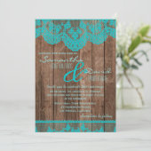 Dentelle et Faire-part de mariage en bois Turquois (Debout devant)
