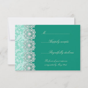 Dentelle et perles Mariage Aquamarine RSVP