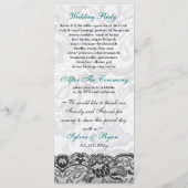 Dentelle et ruban aqua, programmes de mariage noir (Dos)