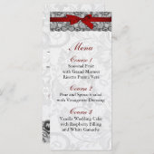 Dentelle et ruban rouge, noir mariage Menu (Devant / Derrière)