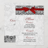 Dentelle et ruban rouge, noir mariage Menu (Devant / Derrière)