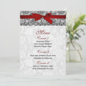 Dentelle et ruban rouge, noir mariage Menu (Debout devant)