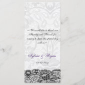 Dentelle et ruban violet noir mariage Menu (Dos)