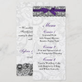 Dentelle et ruban violet noir mariage Menu (Devant / Derrière)