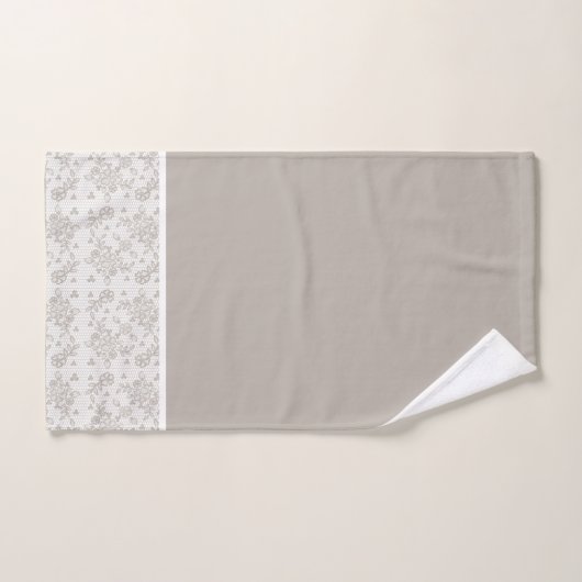 Dentelle florale blanche et grise (Serviette à main)