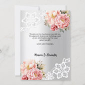 Dentelle florale en argent carte de remerciements (Dos)