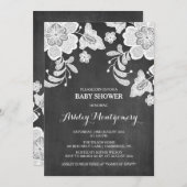 Dentelle florale | Invitation Baby shower de table (Devant / Derrière)