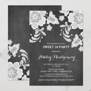 Dentelle florale Invitation de Sweet sixteen de