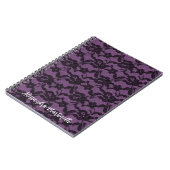 Dentelle florale noire sur cahier violet (Côté gauche)