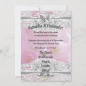 Dentelle florale rose mariage invitation photo (Devant)