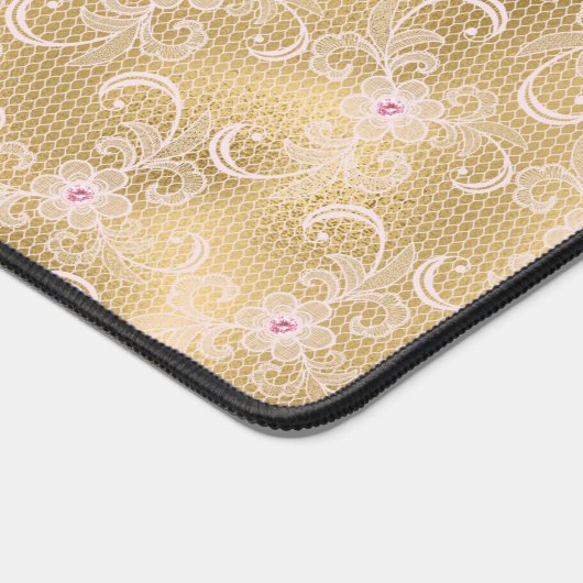 Dentelle florale rose or (Coin)