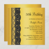 Dentelle française 50e anniversaire Invitation or (Devant / Derrière)