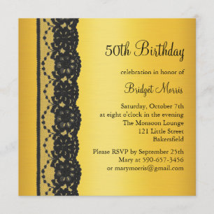 Dentelle française 50e anniversaire Invitation or