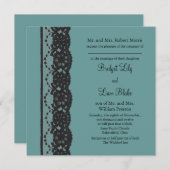 Dentelle française turquoise 2 Faire-part de maria (Devant / Derrière)