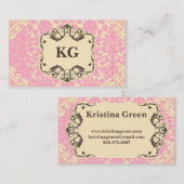 Dentelle Girly de rose de carte de visite de (Devant / Derrière)