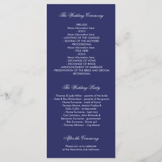 Dentelle / Gold Confetti Marine Programme de maria (Dos)