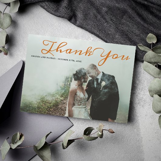 Dentelle gothique Halloween Orange Carte de remerc