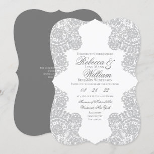 Dentelle Grey Élégant Mariage Invitation