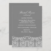 Dentelle grise et blanche | Invitation de douche n (Devant / Derrière)