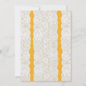 Dentelle jaune et blanche Invitations de fête d'an (Dos)