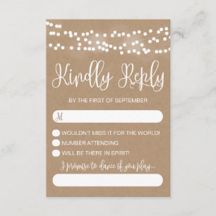 Dentelle Kraft et éclaire le mariage rustique RSVP