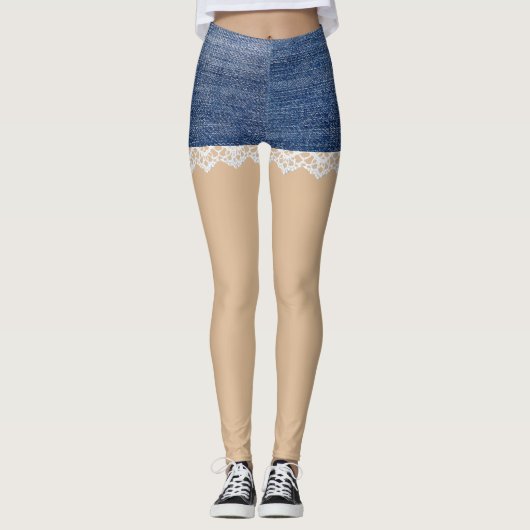 Dentelle Leggings Denim Shorts (Devant)