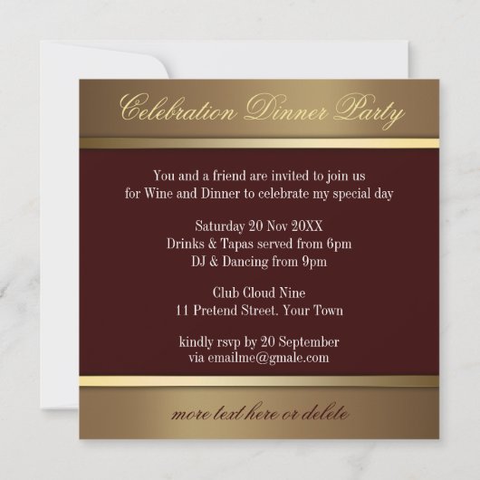 Dentelle Lune de la Terre Invitations de Dîner Adu (Dos)