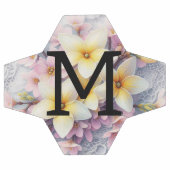 Dentelle monogramme fleurs de printemps rose et ja (Plat)