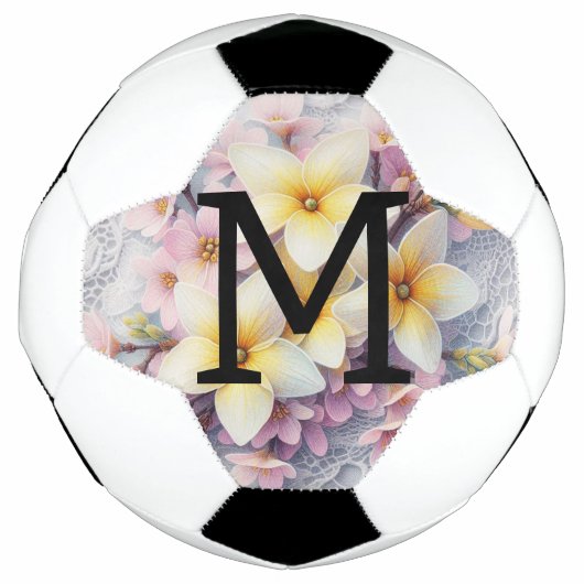Dentelle monogramme fleurs de printemps rose et ja (Devant)