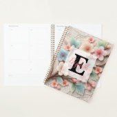 Dentelle monogramme florale rose pastel fleur de c (Devant avec enveloppe)