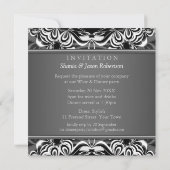 Dentelle Noir Blanc Décor Élégant Dîner Invitation (Dos)