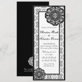 Dentelle noire arabesque, invitation de mariage 4x (Devant / Derrière)