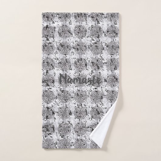 Dentelle noire, blanche et grise en détresse (Serviette à main)