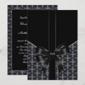 Dentelle noire Damas blanche 5x7 Faire-part de mar (Devant / Derrière)