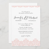 Dentelle noire Elégante invitation de mariage (Devant / Derrière)