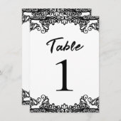 Dentelle noire et blanche Élégante Numéro de table (Devant / Derrière)
