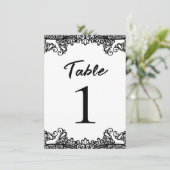 Dentelle noire et blanche Élégante Numéro de table (Debout devant)