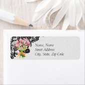 Dentelle noire et Étiquette de adresse Mariage flo (En situation)