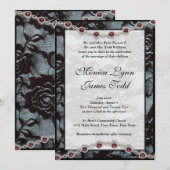 Dentelle noire et Faire-part de mariage de rubis (Devant / Derrière)