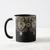 Dentelle noire et or élégant brillant mug (Gauche)