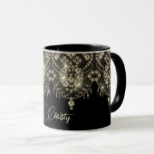 Dentelle noire et or élégant brillant mug (Devant droit)