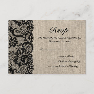 Dentelle noire et toile de jute épousant la carte