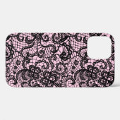 Dentelle Noire Sur coque iphone Coque Rose (Verso (horizontal))