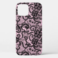 Dentelle Noire Sur coque iphone Coque Rose