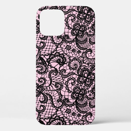 Dentelle Noire Sur coque iphone Coque Rose (Verso)