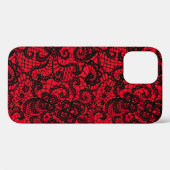 Dentelle Noire Sur coque iphone Coque Rouge (Verso (horizontal))